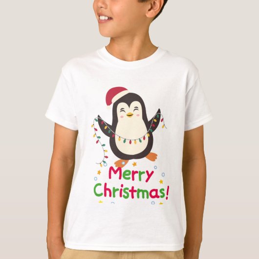 Cute Penguin Kerstmis T-shirt (Voorkant)