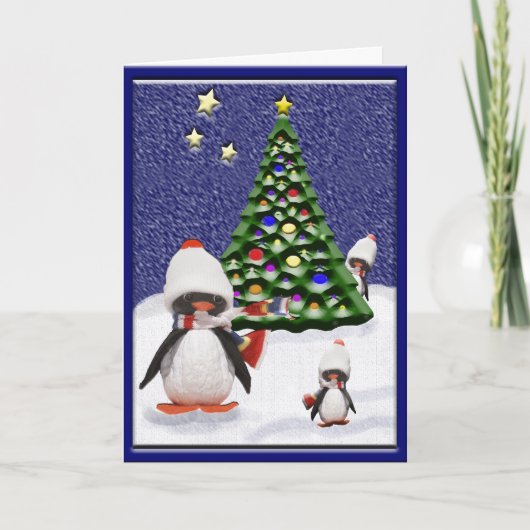 Cute Penguin-kerstparadise Feestdagen Kaart (Voorkant)