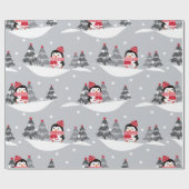 Cute Penguin-kerstpatroon Cadeaupapier (Vlak)