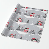 Cute Penguin-kerstpatroon Cadeaupapier (Uitgerold)