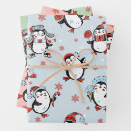 Cute Penguin-kerstpatroon Inpakpapier Vel