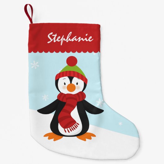 Cute Penguin kerststaart Stocking Kleine Kerstsok (Voorkant)