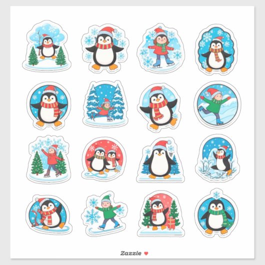 Cute Penguin Kerststicker Leuk Cadeauset ✨ Sticker (Vel)
