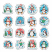 Cute Penguin Kerststicker Leuk Cadeauset ✨ Sticker (Voorkant)