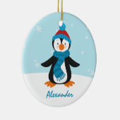 Cute Penguin-kerstversiering Keramisch Ornament (Rechts)