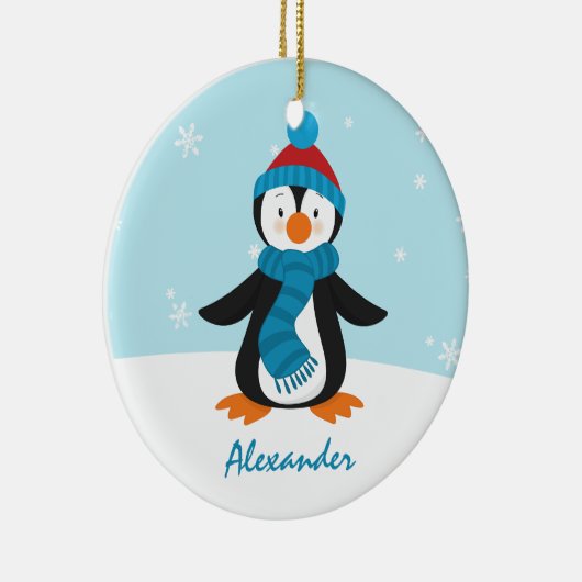Cute Penguin-kerstversiering Keramisch Ornament (Rechts)