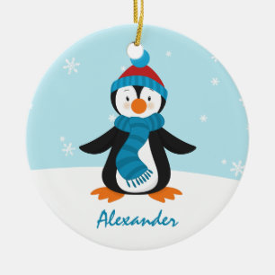 Cute Penguin-kerstversiering Keramisch Ornament