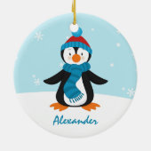 Cute Penguin-kerstversiering Keramisch Ornament (Achterkant)
