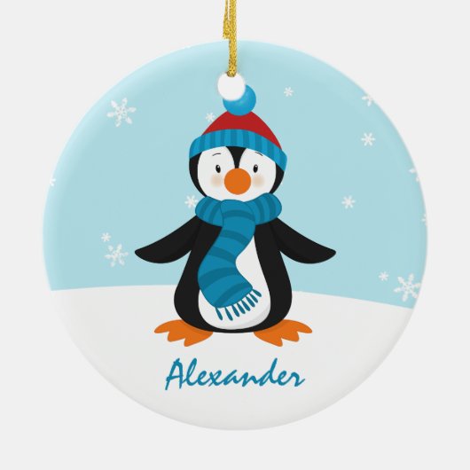 Cute Penguin-kerstversiering Keramisch Ornament (Achterkant)