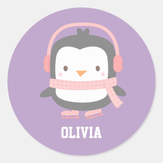 Cute Penguin-kerstvullers voor meisjes Ronde Sticker (Voorkant)