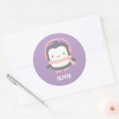 Cute Penguin-kerstvullers voor meisjes Ronde Sticker (Envelop)