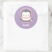 Cute Penguin-kerstvullers voor meisjes Ronde Sticker (Tas)