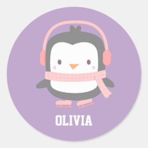 Cute Penguin-kerstvullers voor meisjes Ronde Sticker