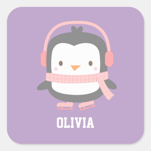 Cute Penguin-kerstvullers voor meisjes Vierkante Sticker (Voorkant)