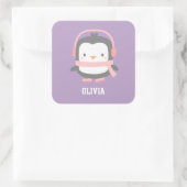 Cute Penguin-kerstvullers voor meisjes Vierkante Sticker (Tas)