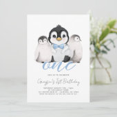 Cute Penguin Kinder Eerste Eerste Eerste Verjaarda Kaart (Staand voorkant)