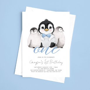 Cute Penguin Kinder Eerste Eerste Eerste Verjaarda Kaart