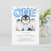 Cute Penguin Kinder Eerste Eerste Eerste Verjaarda Kaart (Staand voorkant)