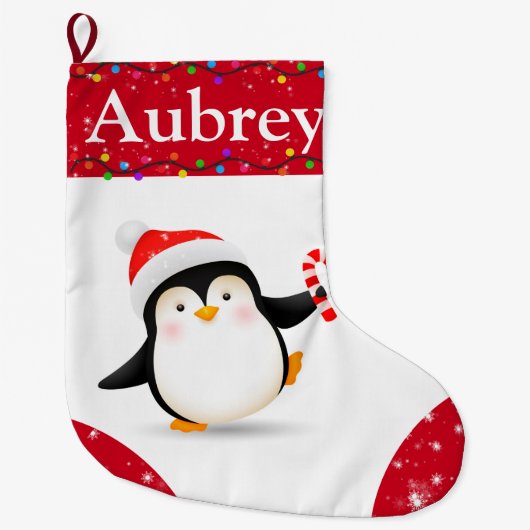 Cute Penguin Kinder kerststop Grote Kerstsok (Voorkant)