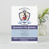 Cute Penguin Kinder Pool Birthday Party Kaart (Staand voorkant)