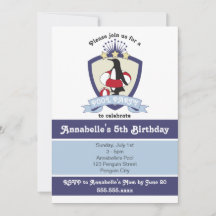 Cute Penguin Kinder Pool Birthday Party