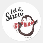 Cute Penguin laat het met Kerstmis sneeuwen Ronde Sticker (Voorkant)