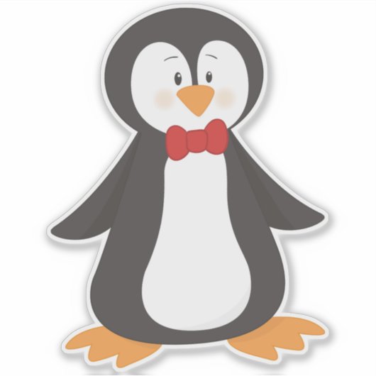 Cute Penguin, Little Penguin, Penguin met Bow Stro Sticker (Voorkant)