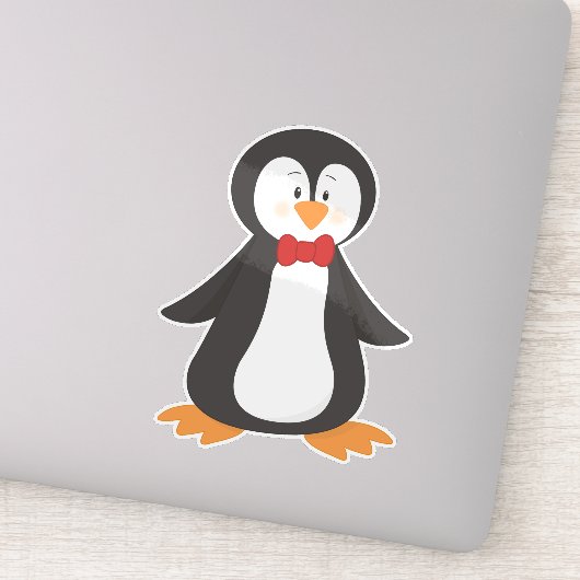 Cute Penguin, Little Penguin, Penguin met Bow Stro Sticker (Detail)