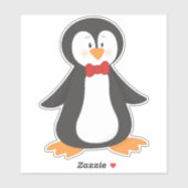 Cute Penguin, Little Penguin, Penguin met Bow Stro Sticker (Vel)