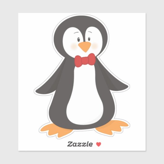 Cute Penguin, Little Penguin, Penguin met Bow Stro Sticker (Vel)