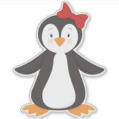 Cute Penguin, Little Penguin, Penguin with Bow Sticker (Voorkant)
