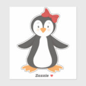 Cute Penguin, Little Penguin, Penguin with Bow Sticker (Vel)