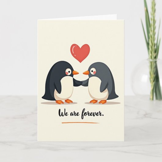 Cute Penguin Love Forever Card Kaart (Voorkant)
