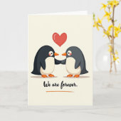 Cute Penguin Love Forever Card Kaart (Gele Bloem)
