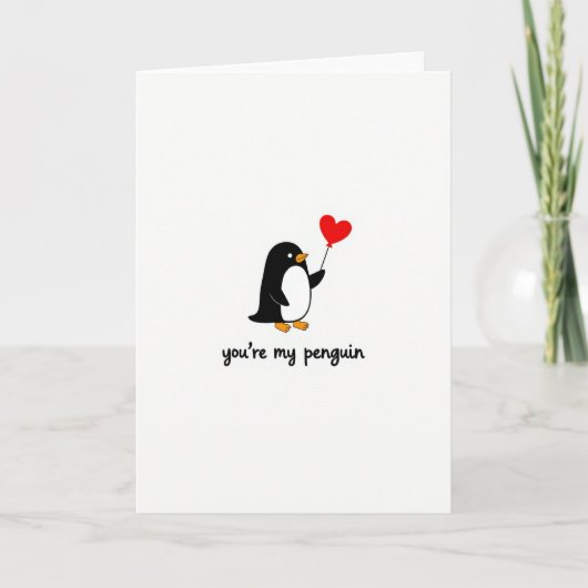 Cute Penguin Love Heart Card Kaart (Voorkant)