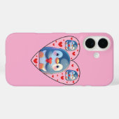 Cute Penguin Love Heart iPhone 16 Case (Achterkant (horizontaal))