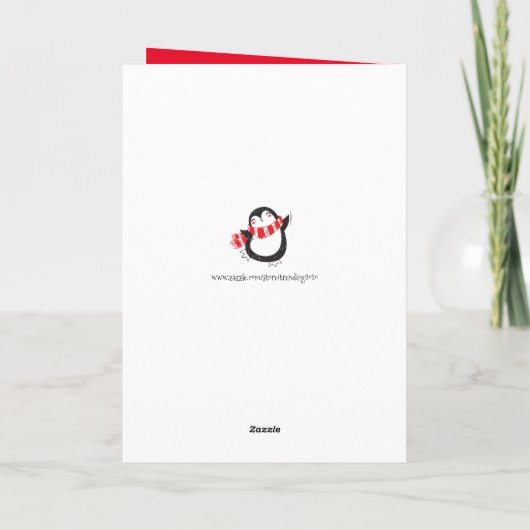 Cute Penguin Love & Hope Quote on RED Feestdagen Kaart (Achterkant)