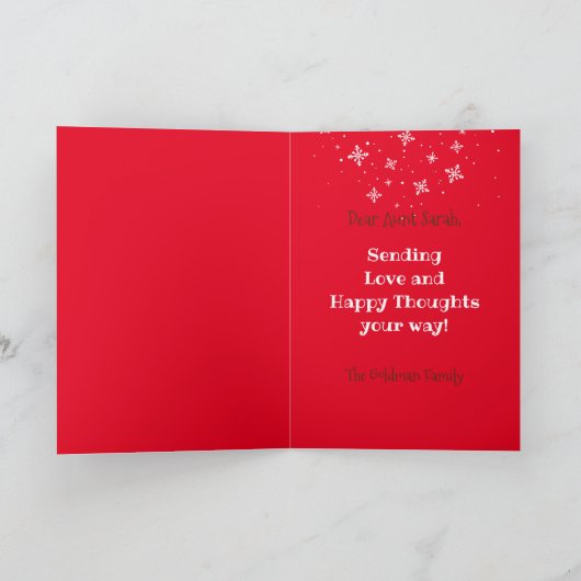 Cute Penguin Love & Hope Quote on RED Feestdagen Kaart (Binnen)