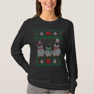 Cute Penguin Lovers Snowman Ugly KerstSweater T-shirt