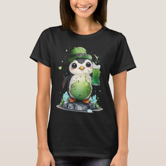 Cute Penguin Loves Beer St Patrick s Day T-shirt (Voorkant)