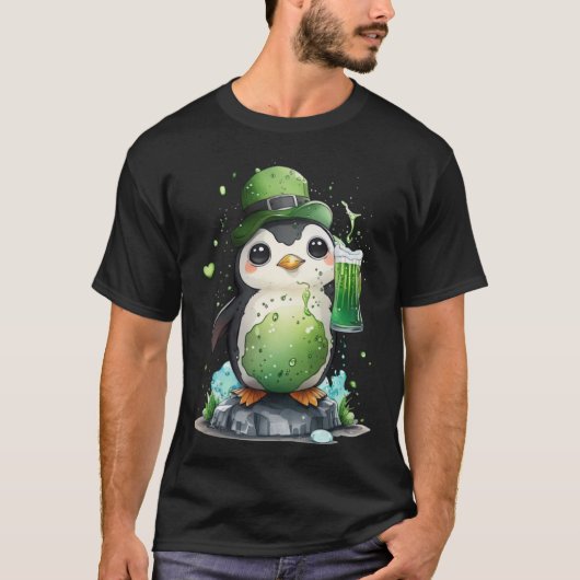 Cute Penguin Loves Beer St Patrick s Day T-shirt (Voorkant)