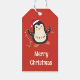 Cute Penguin Merry Christmas Gift Tag Cadeaulabel