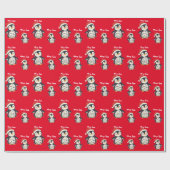Cute penguin Merry Christmas tree winter Xmas Cadeaupapier (Vlak)