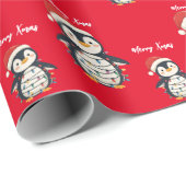 Cute penguin Merry Christmas tree winter Xmas Cadeaupapier (Rol Hoek)