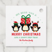 Cute Penguin Merry Kerstmis Bedankjes Labels (Achterkant)