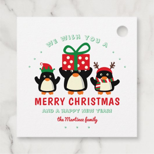 Cute Penguin Merry Kerstmis Bedankjes Labels (Achterkant)