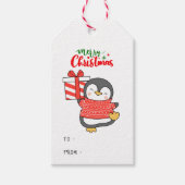 Cute Penguin Merry Kerstmis Cadeaulabel (Voorkant)