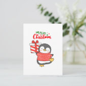 Cute Penguin Merry Kerstmis Feestdagenkaart (Staand voorkant)