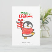 Cute Penguin Merry Kerstmis Feestdagenkaart (Staand voorkant)