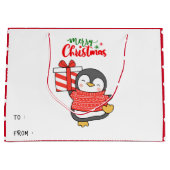 Cute Penguin Merry Kerstmis Groot Cadeauzakje (Voorkant)